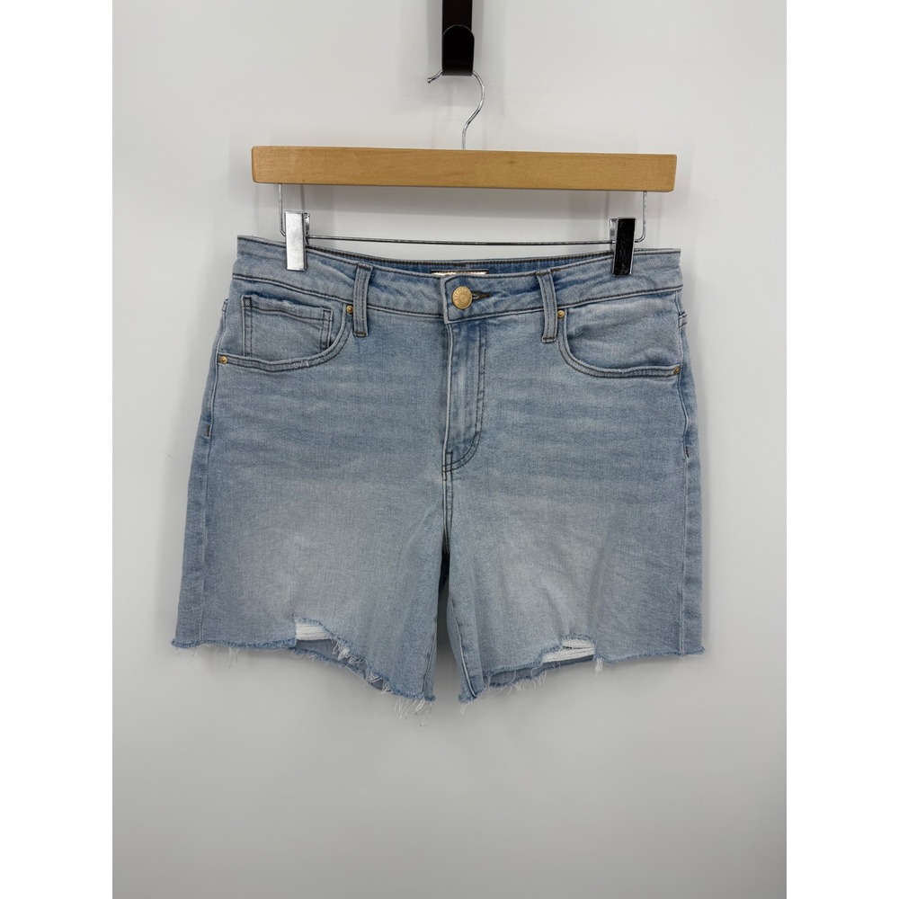 Kut from the Kloth Hailey Denim Shorts Womens 4 Light Wash High Rise Raw Hem